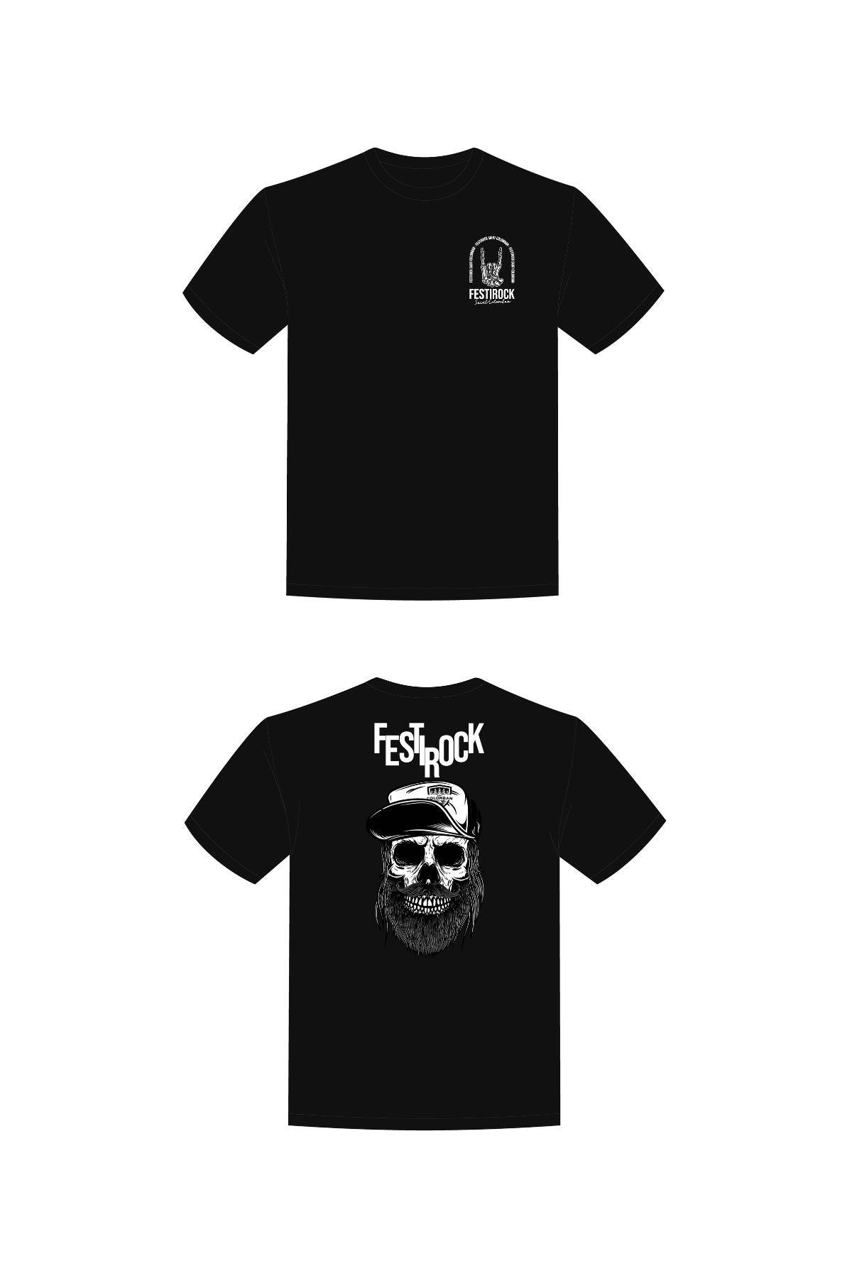 T-shirt à manches courtes noir à tête de mort junior - FestiRock