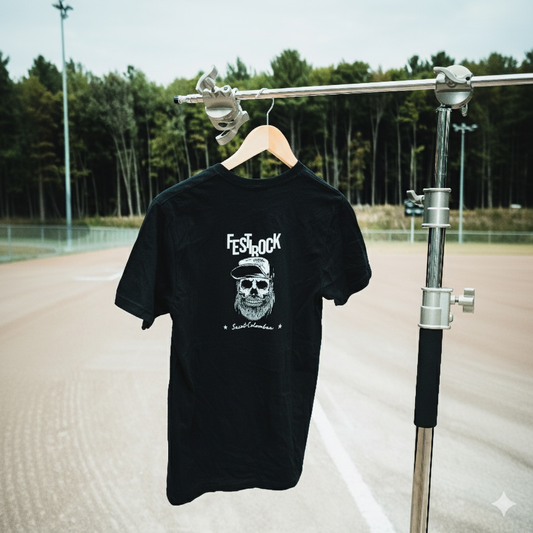 T-shirt à manches courtes noir à tête de mort junior - FestiRock